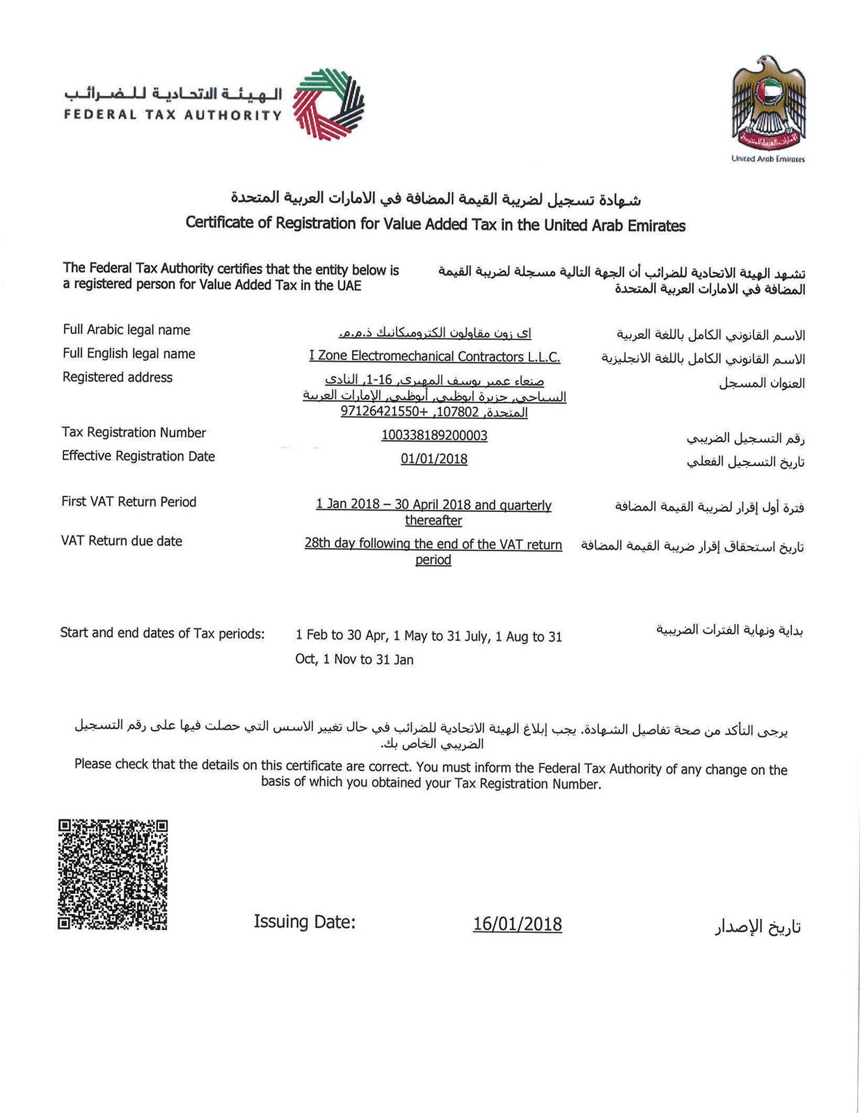 IZEC accreditation / certificate